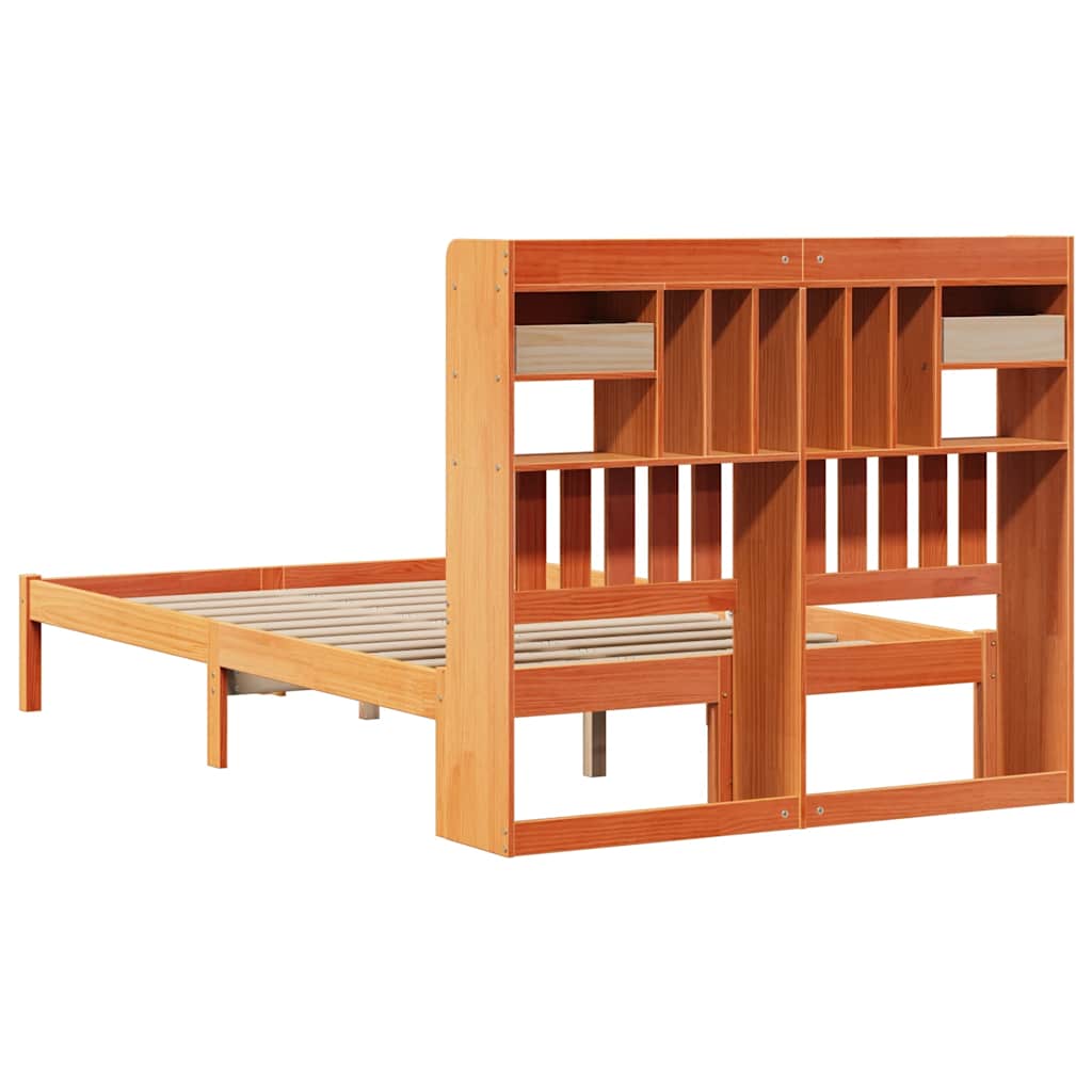Bed met boekenkast zonder matras grenenhout wasbruin 135x190 cm is nu te koop bij PeponiXL, paradijselijk wonen!