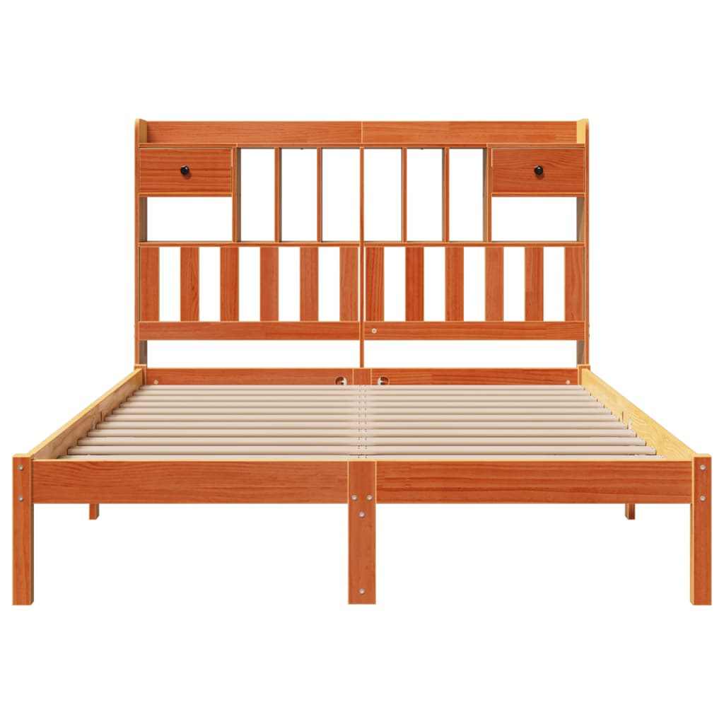 Bed met boekenkast zonder matras grenenhout wasbruin 140x190 cm is nu te koop bij PeponiXL, paradijselijk wonen!