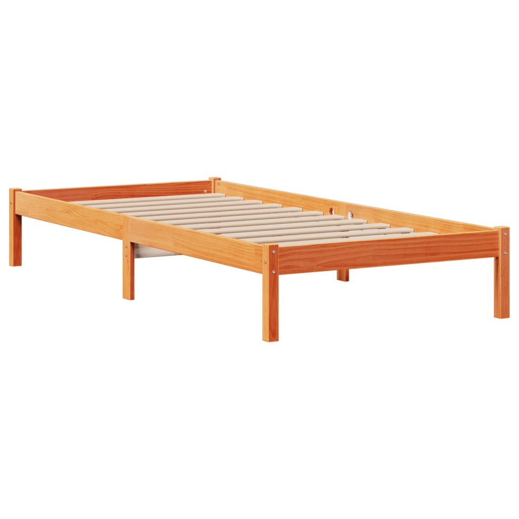 Bed met boekenkast zonder matras grenenhout wasbruin 100x200 cm is nu te koop bij PeponiXL, paradijselijk wonen!