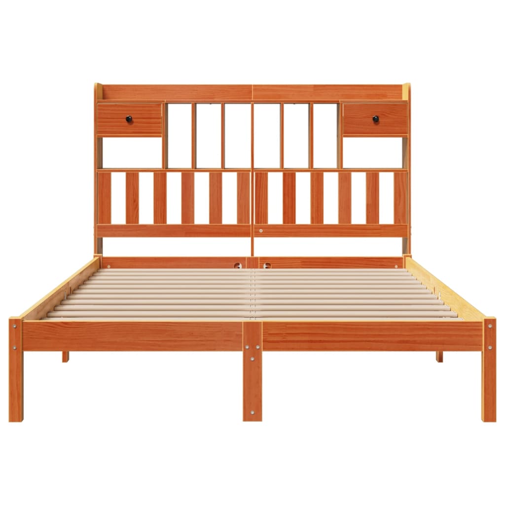 Bed met boekenkast zonder matras grenenhout wasbruin 140x200 cm is nu te koop bij PeponiXL, paradijselijk wonen!