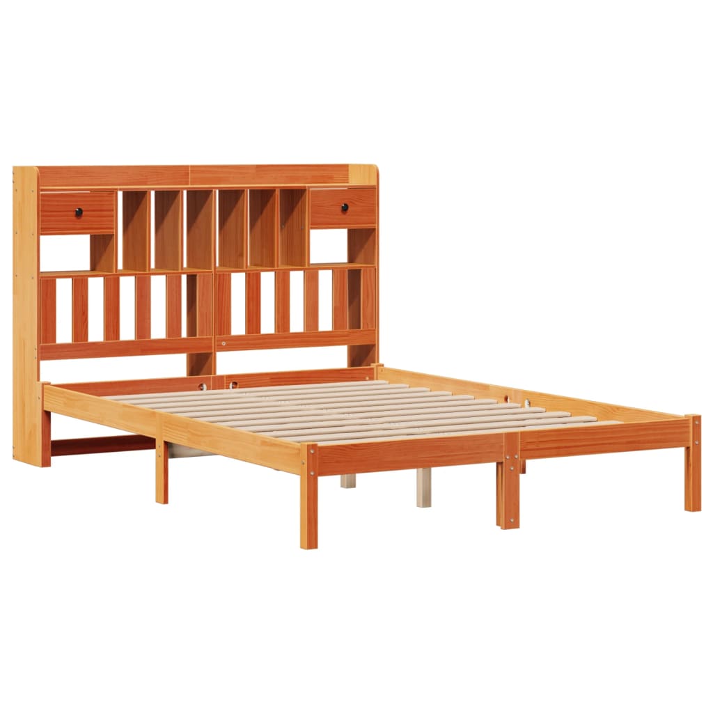 Bed met boekenkast zonder matras grenenhout wasbruin 160x200 cm is nu te koop bij PeponiXL, paradijselijk wonen!