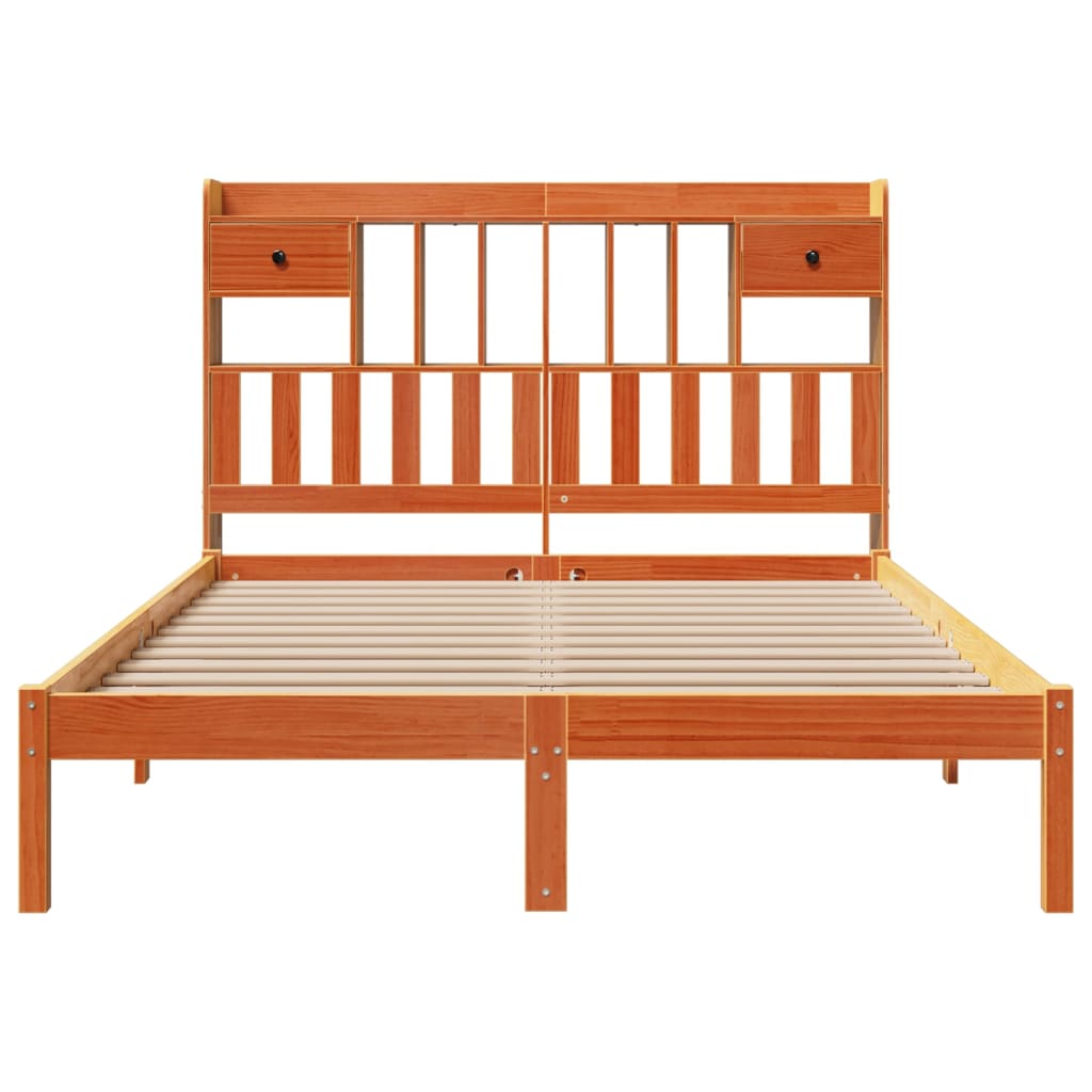 Bed met boekenkast zonder matras grenenhout wasbruin 160x200 cm is nu te koop bij PeponiXL, paradijselijk wonen!