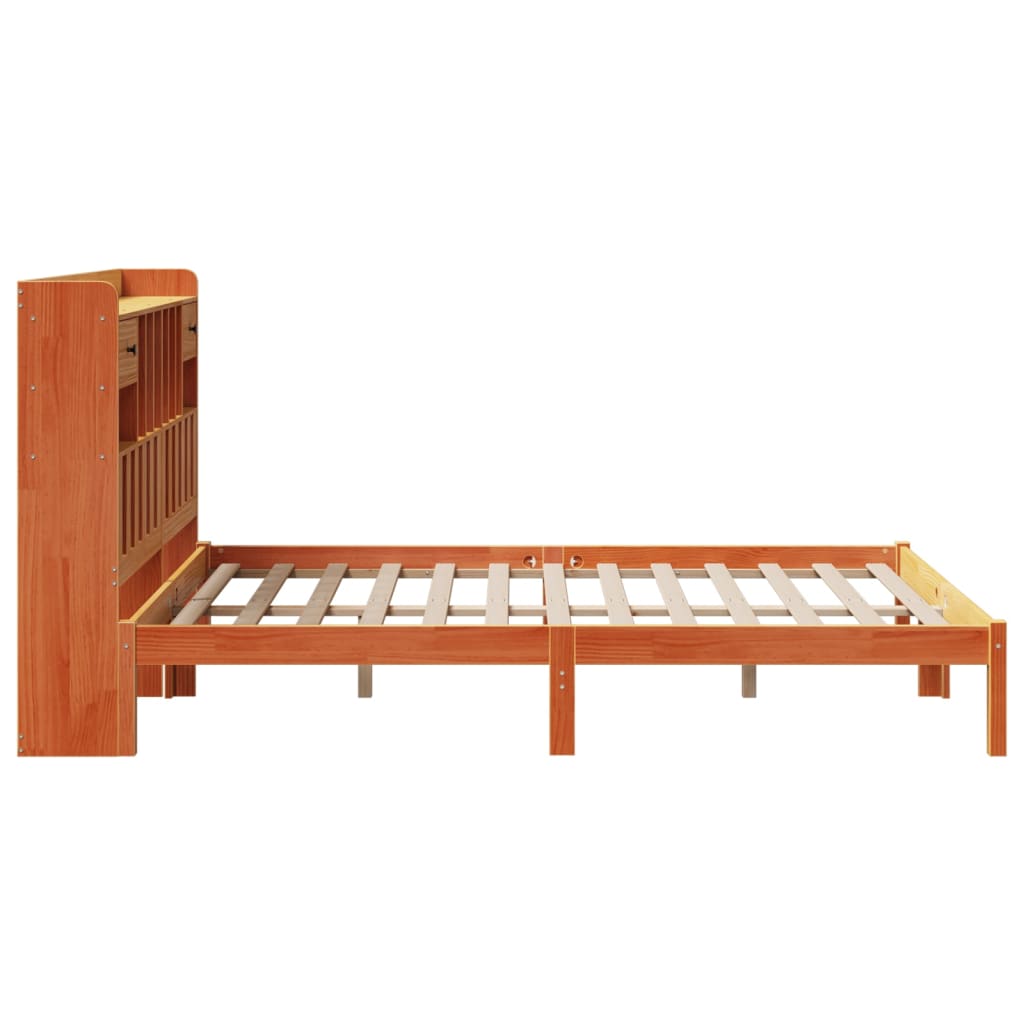 Bed met boekenkast zonder matras grenenhout wasbruin 160x200 cm is nu te koop bij PeponiXL, paradijselijk wonen!