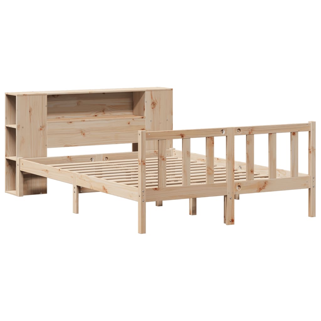 Bed met boekenkast zonder matras massief grenenhout 140x200 cm