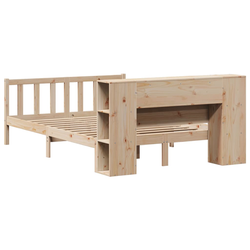 Bed met boekenkast zonder matras massief grenenhout 140x200 cm