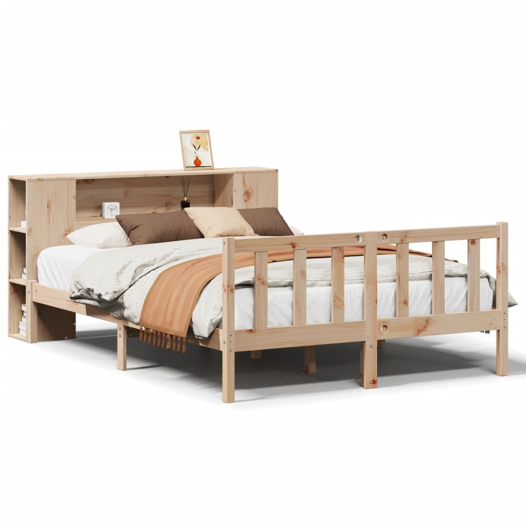 Bed met boekenkast zonder matras massief grenenhout 160x200 cm