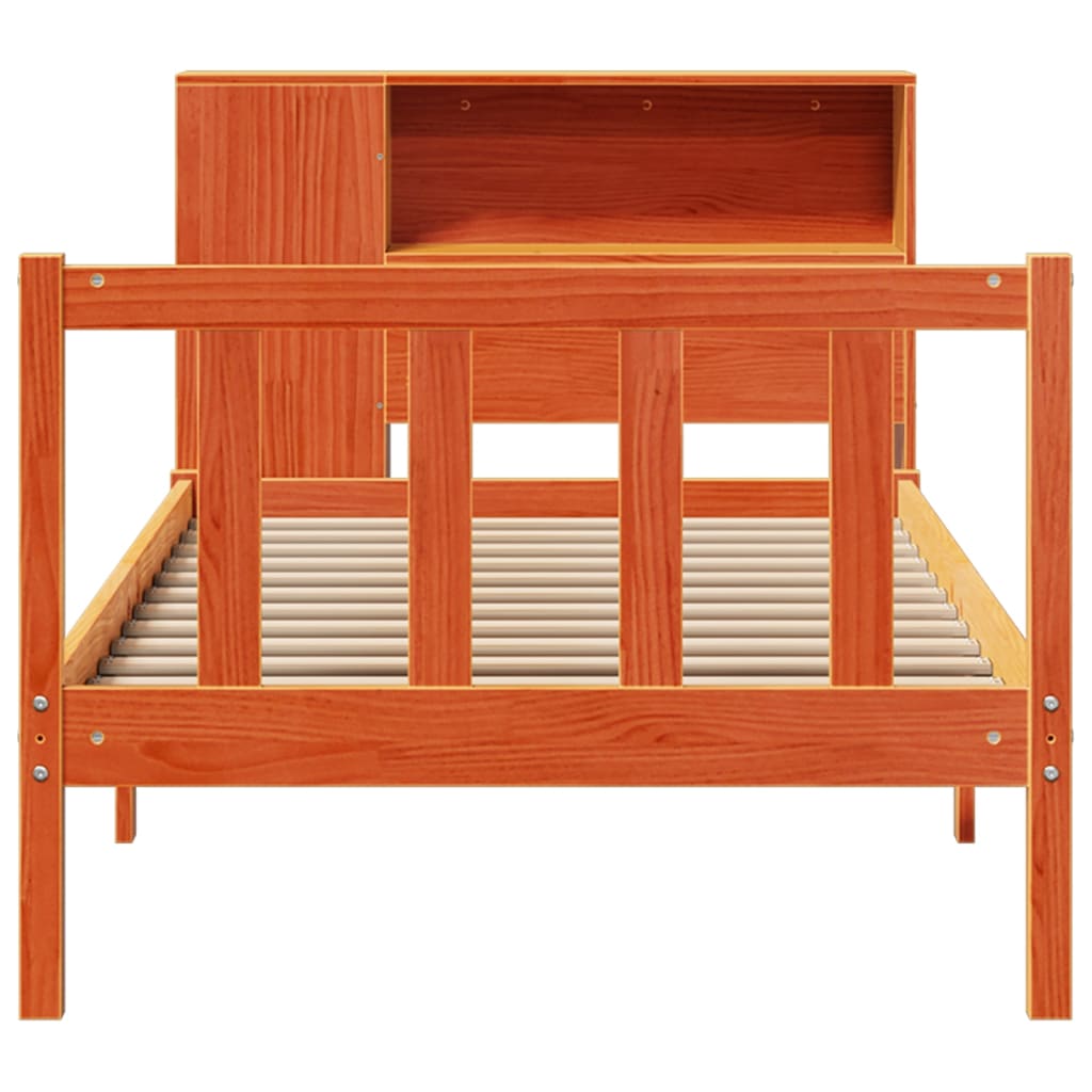 Bed met boekenkast zonder matras grenenhout wasbruin 100x200 cm is nu te koop bij PeponiXL, paradijselijk wonen!