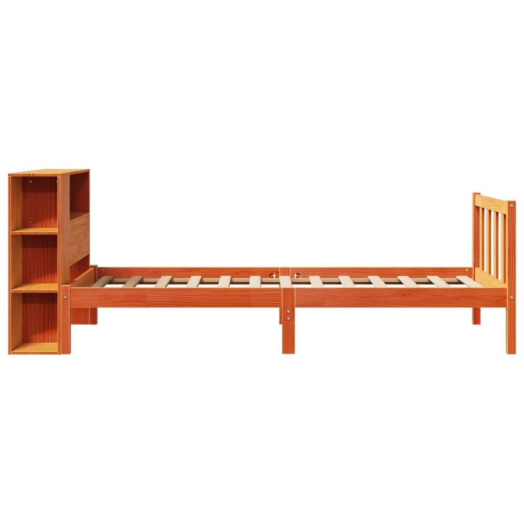 Bed met boekenkast zonder matras grenenhout wasbruin 100x200 cm is nu te koop bij PeponiXL, paradijselijk wonen!