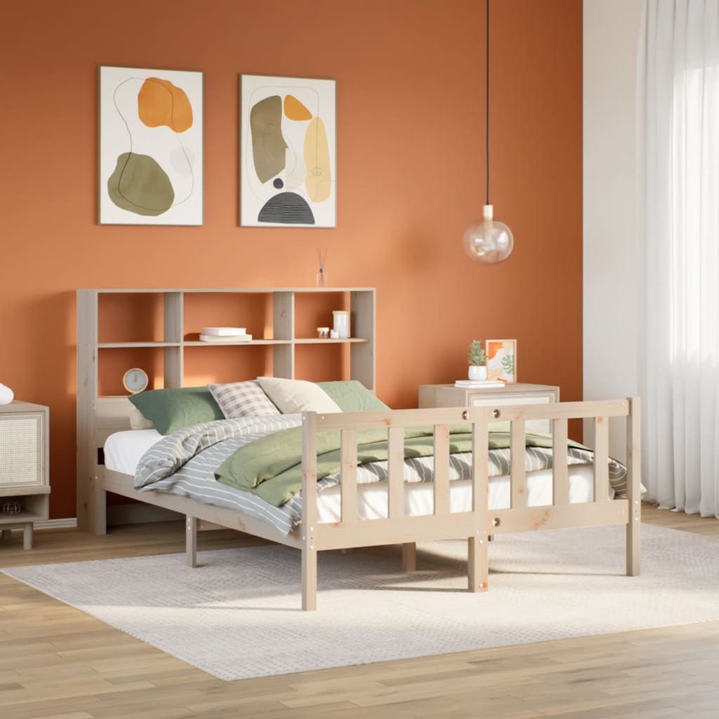 Bed met boekenkast zonder matras massief grenenhout 160x200 cm is nu te koop bij PeponiXL, paradijselijk wonen!