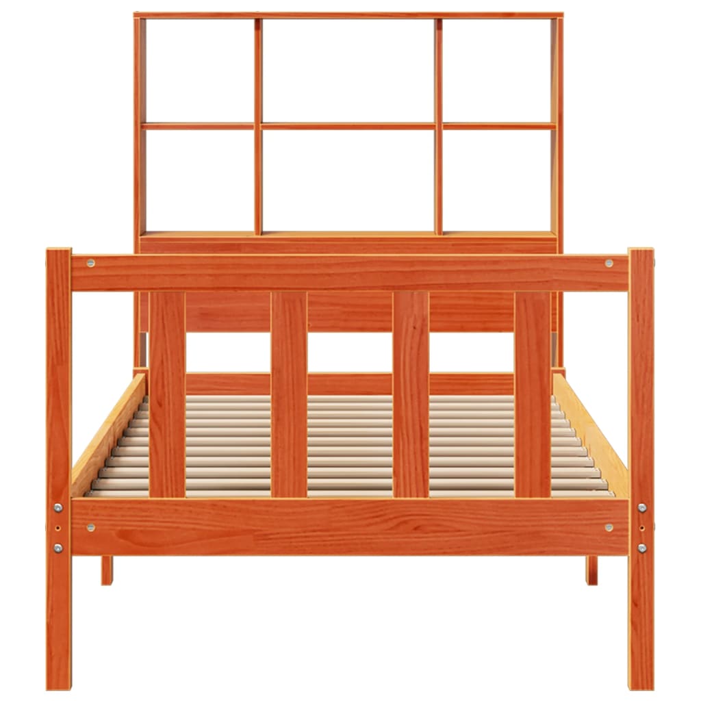Bed met boekenkast zonder matras grenenhout wasbruin 100x200 cm is nu te koop bij PeponiXL, paradijselijk wonen!