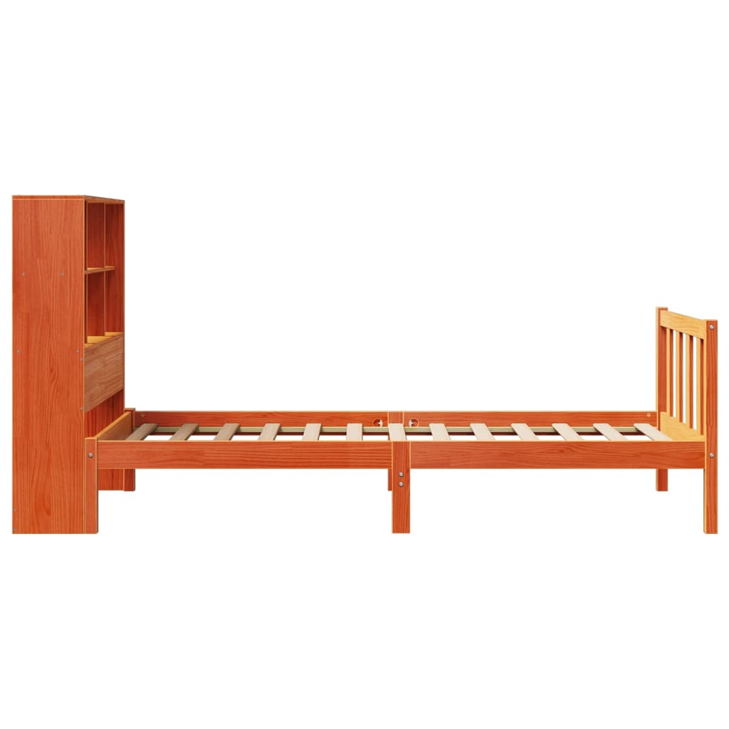 Bed met boekenkast zonder matras grenenhout wasbruin 100x200 cm is nu te koop bij PeponiXL, paradijselijk wonen!