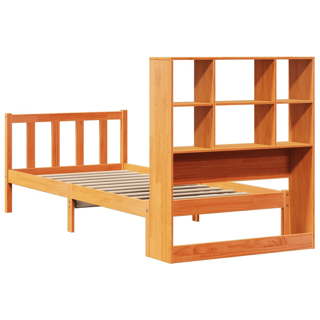 Bed met boekenkast zonder matras grenenhout wasbruin 100x200 cm is nu te koop bij PeponiXL, paradijselijk wonen!