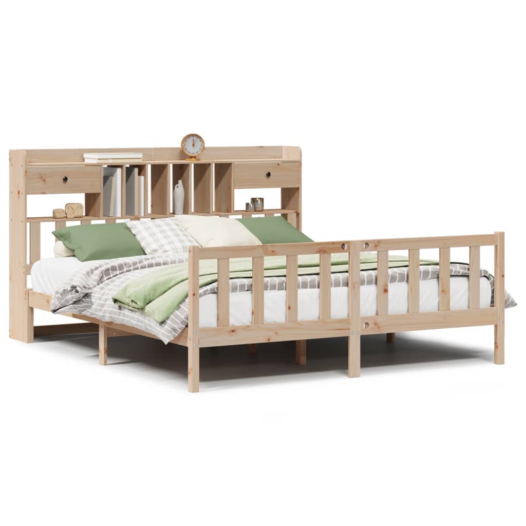 Bed met boekenkast zonder matras massief grenenhout 180x200 cm is nu te koop bij PeponiXL, paradijselijk wonen!