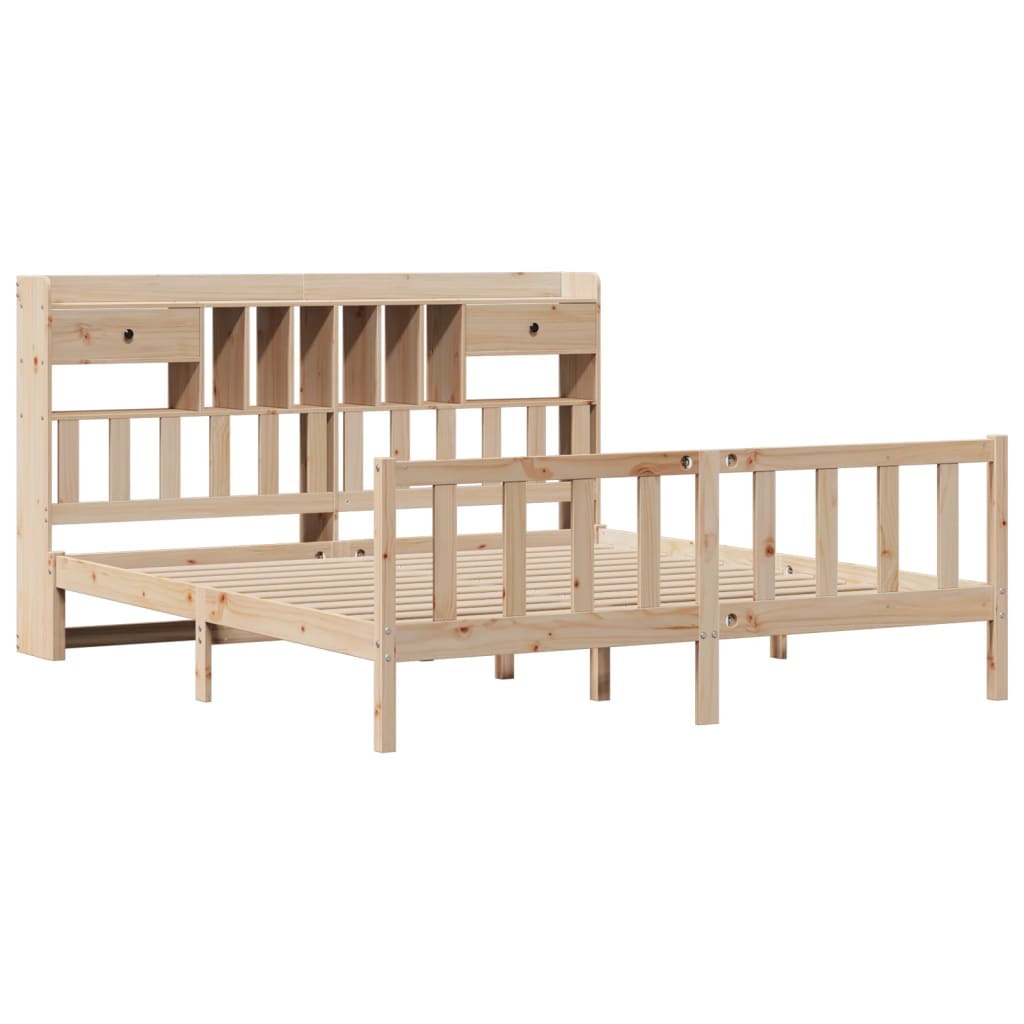 Bed met boekenkast zonder matras massief grenenhout 180x200 cm is nu te koop bij PeponiXL, paradijselijk wonen!