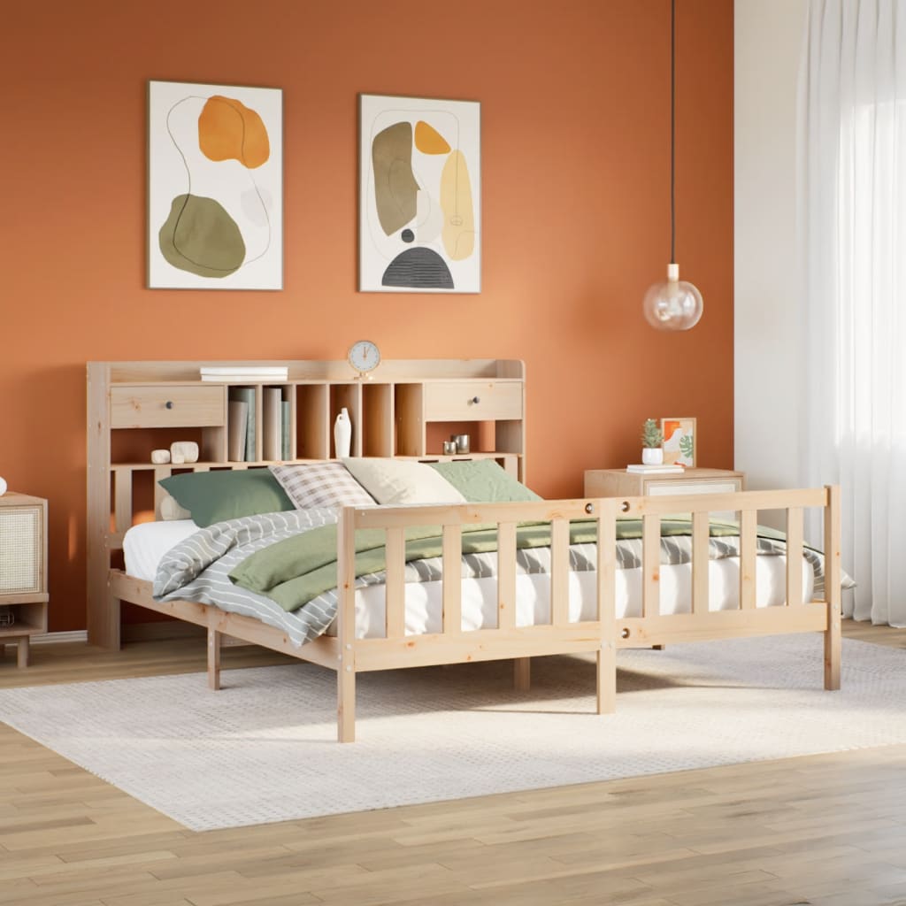 Bed met boekenkast zonder matras massief grenenhout 180x200 cm is nu te koop bij PeponiXL, paradijselijk wonen!