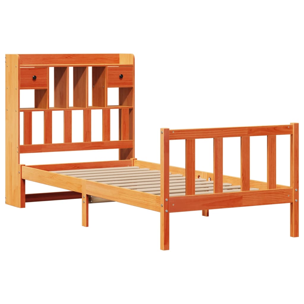 Bed met boekenkast zonder matras grenenhout wasbruin 100x200 cm is nu te koop bij PeponiXL, paradijselijk wonen!
