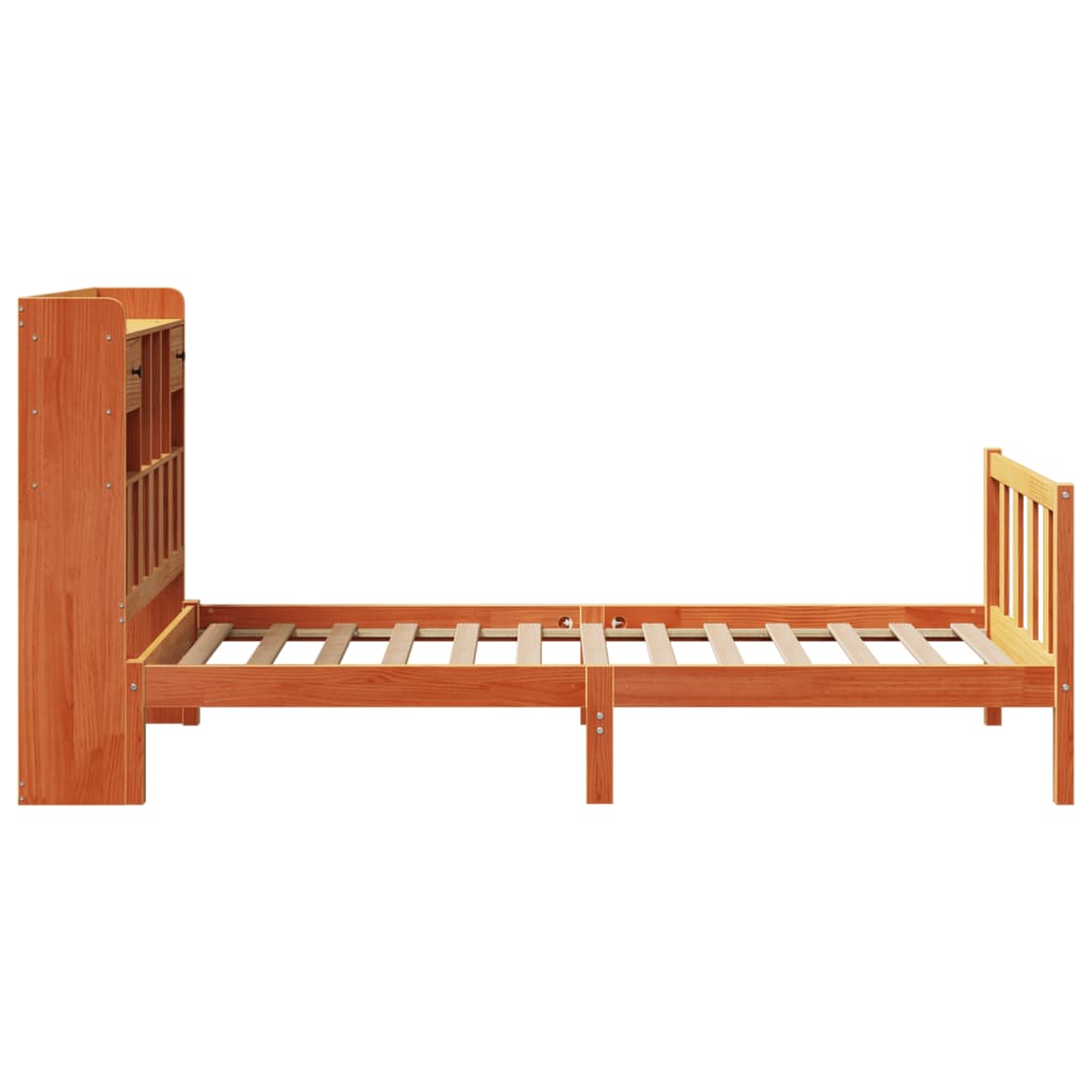 Bed met boekenkast zonder matras grenenhout wasbruin 100x200 cm is nu te koop bij PeponiXL, paradijselijk wonen!