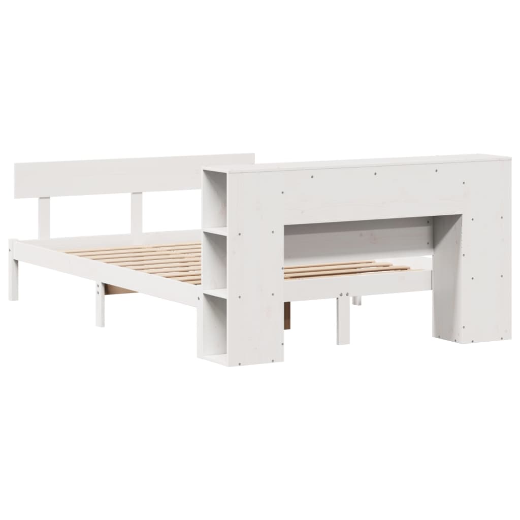 Bed met boekenkast zonder matras grenenhout wit 120x190 cm is nu te koop bij PeponiXL, paradijselijk wonen!