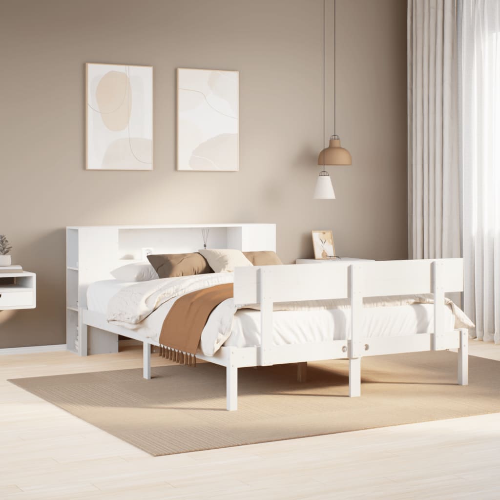 Bed met boekenkast zonder matras grenenhout wit 120x190 cm is nu te koop bij PeponiXL, paradijselijk wonen!