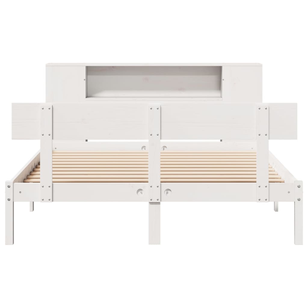 Bed met boekenkast zonder matras grenenhout wit 135x190 cm is nu te koop bij PeponiXL, paradijselijk wonen!