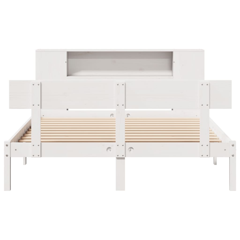 Bed met boekenkast zonder matras grenenhout wit 140x190 cm is nu te koop bij PeponiXL, paradijselijk wonen!