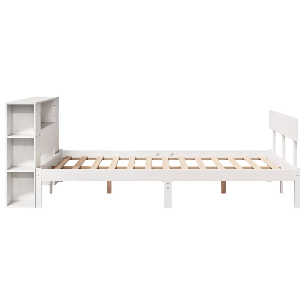 Bed met boekenkast zonder matras grenenhout wit 140x190 cm is nu te koop bij PeponiXL, paradijselijk wonen!