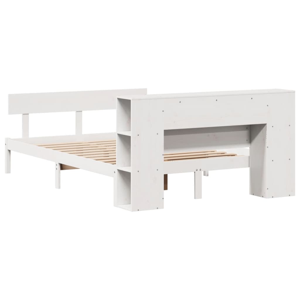 Bed met boekenkast zonder matras grenenhout wit 140x190 cm is nu te koop bij PeponiXL, paradijselijk wonen!