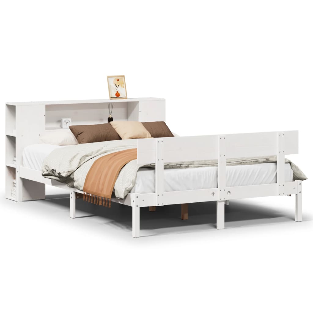 Bed met boekenkast zonder matras grenenhout wit 150x200 cm is nu te koop bij PeponiXL, paradijselijk wonen!