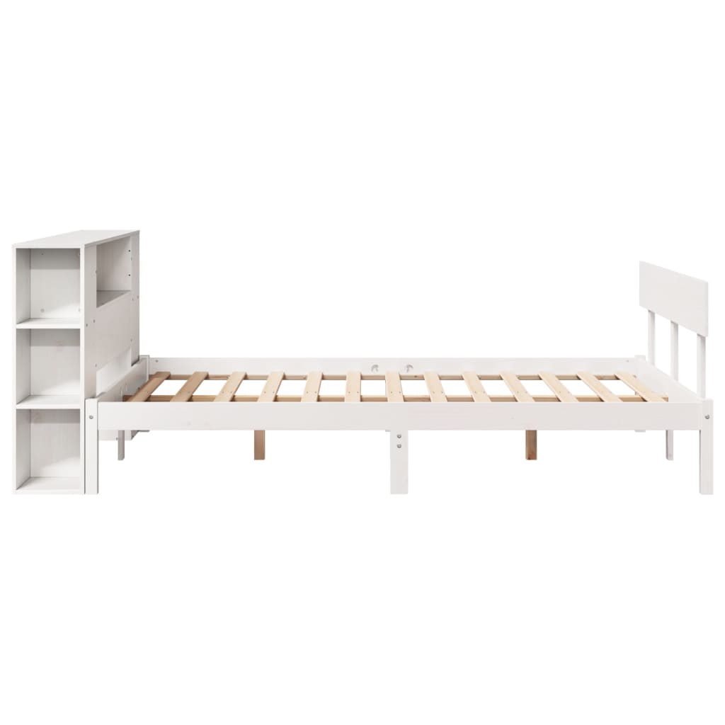Bed met boekenkast zonder matras grenenhout wit 150x200 cm is nu te koop bij PeponiXL, paradijselijk wonen!