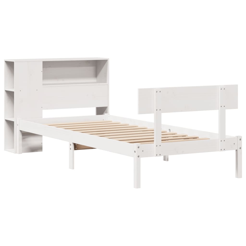 Bed met boekenkast zonder matras grenenhout wit 75x190 cm is nu te koop bij PeponiXL, paradijselijk wonen!