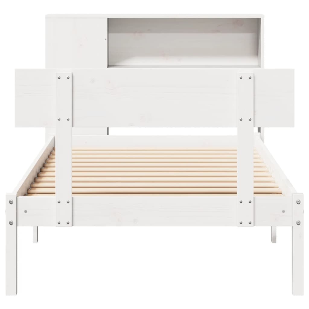 Bed met boekenkast zonder matras grenenhout wit 75x190 cm is nu te koop bij PeponiXL, paradijselijk wonen!