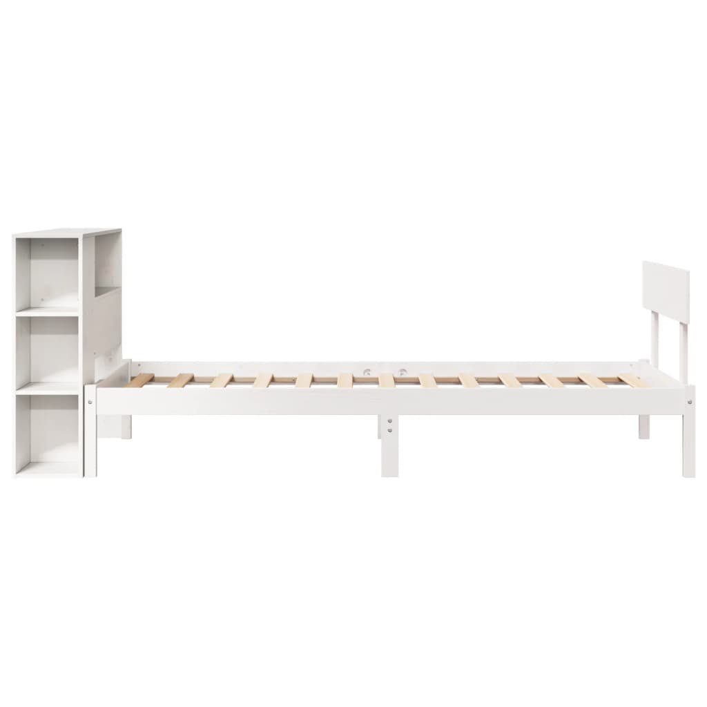 Bed met boekenkast zonder matras grenenhout wit 75x190 cm is nu te koop bij PeponiXL, paradijselijk wonen!