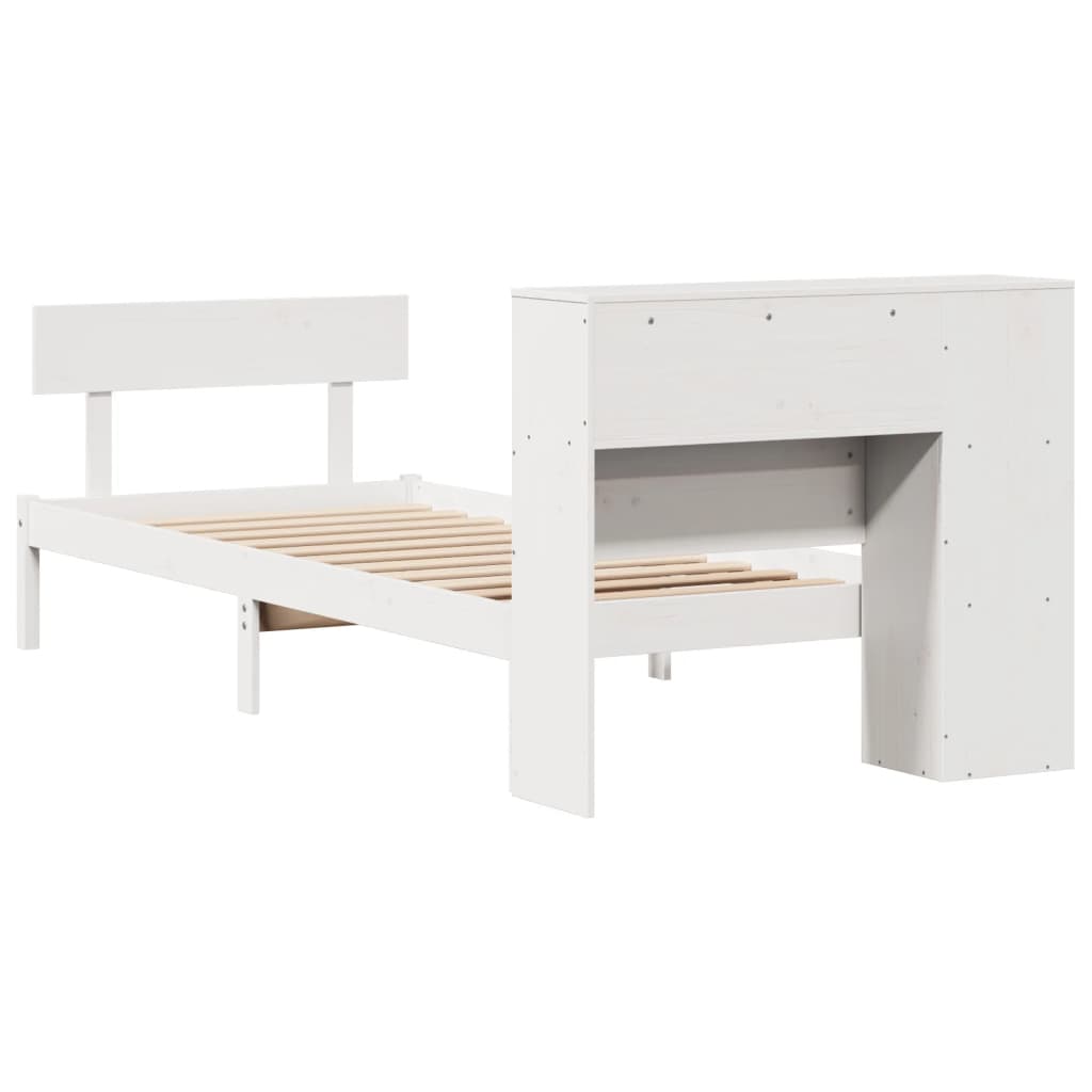 Bed met boekenkast zonder matras grenenhout wit 75x190 cm is nu te koop bij PeponiXL, paradijselijk wonen!