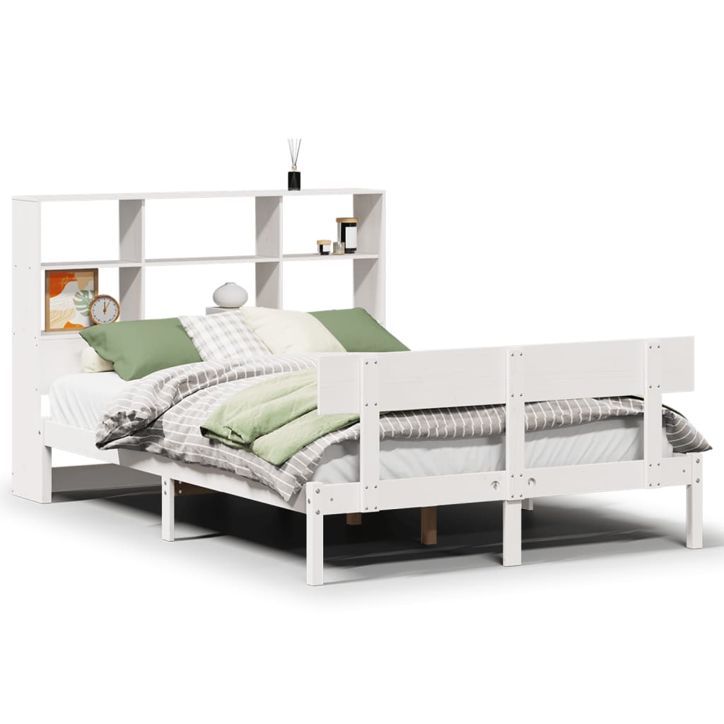 Bed met boekenkast zonder matras grenenhout wit 140x190 cm is nu te koop bij PeponiXL, paradijselijk wonen!