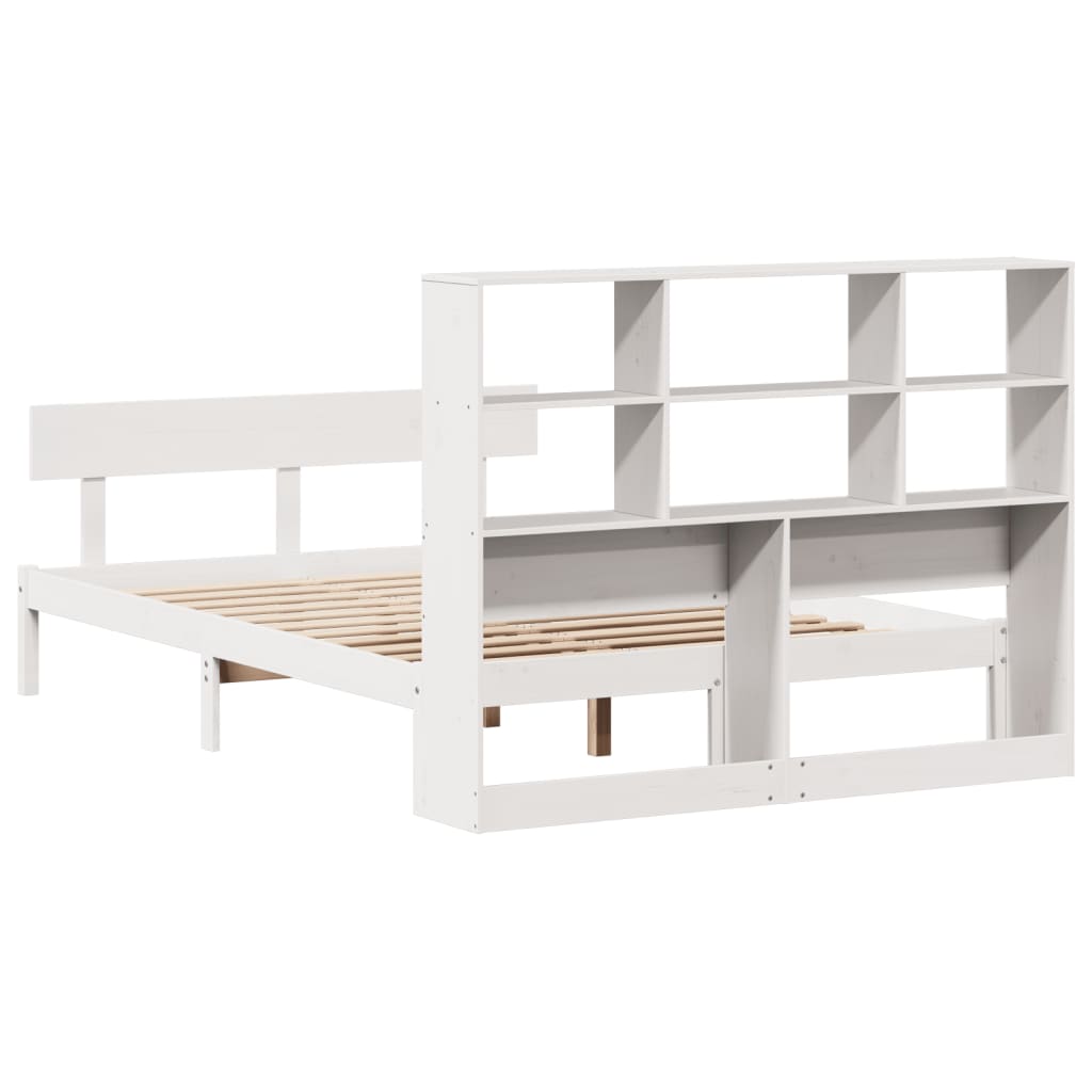 Bed met boekenkast zonder matras grenenhout wit 140x190 cm is nu te koop bij PeponiXL, paradijselijk wonen!