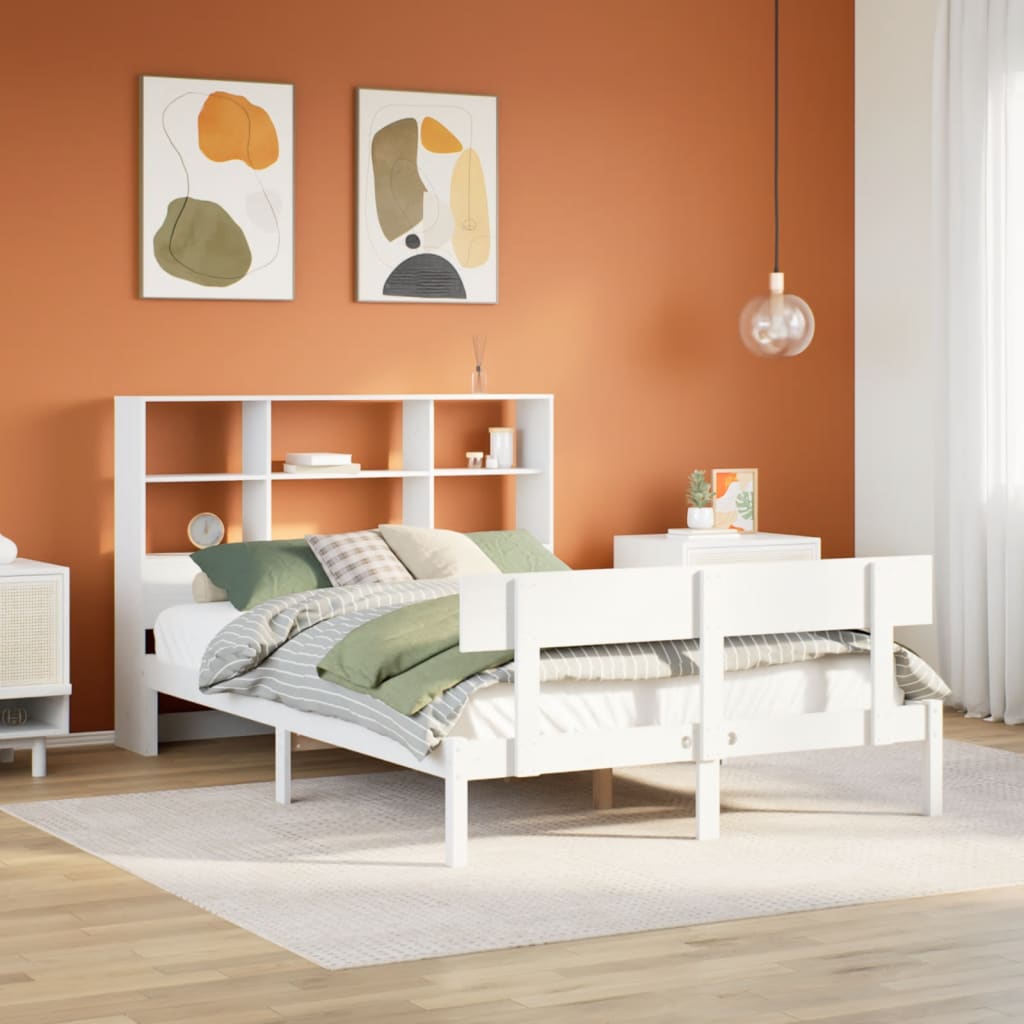 Bed met boekenkast zonder matras grenenhout wit 140x190 cm is nu te koop bij PeponiXL, paradijselijk wonen!