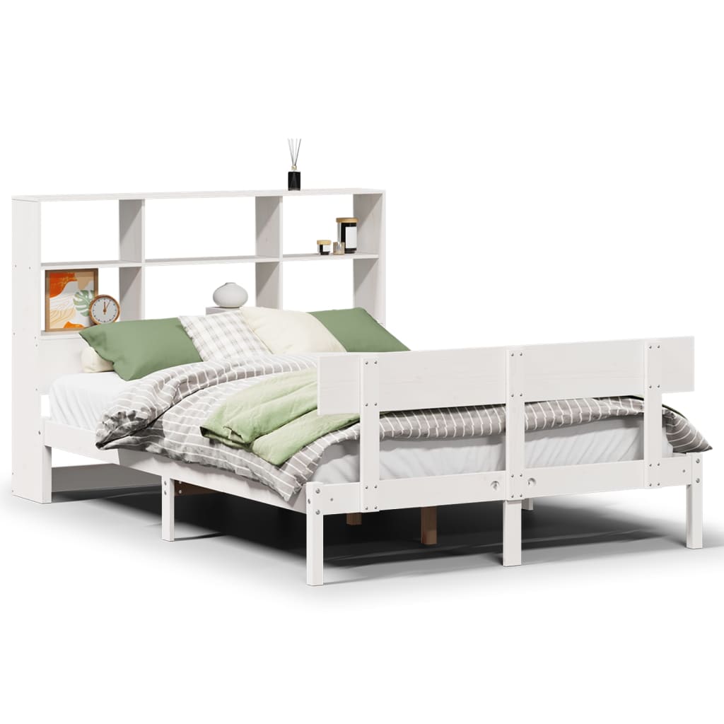 Bed met boekenkast zonder matras grenenhout wit 140x200 cm is nu te koop bij PeponiXL, paradijselijk wonen!