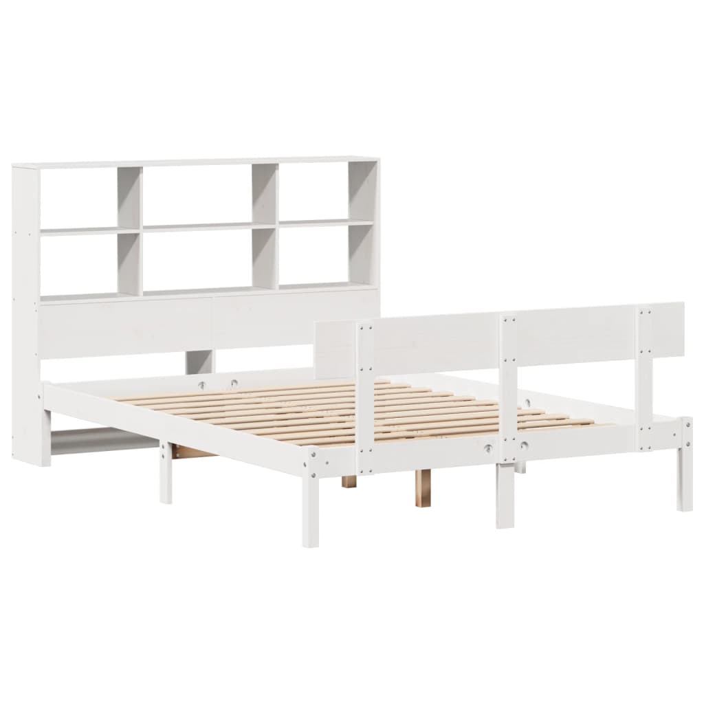Bed met boekenkast zonder matras grenenhout wit 140x200 cm is nu te koop bij PeponiXL, paradijselijk wonen!