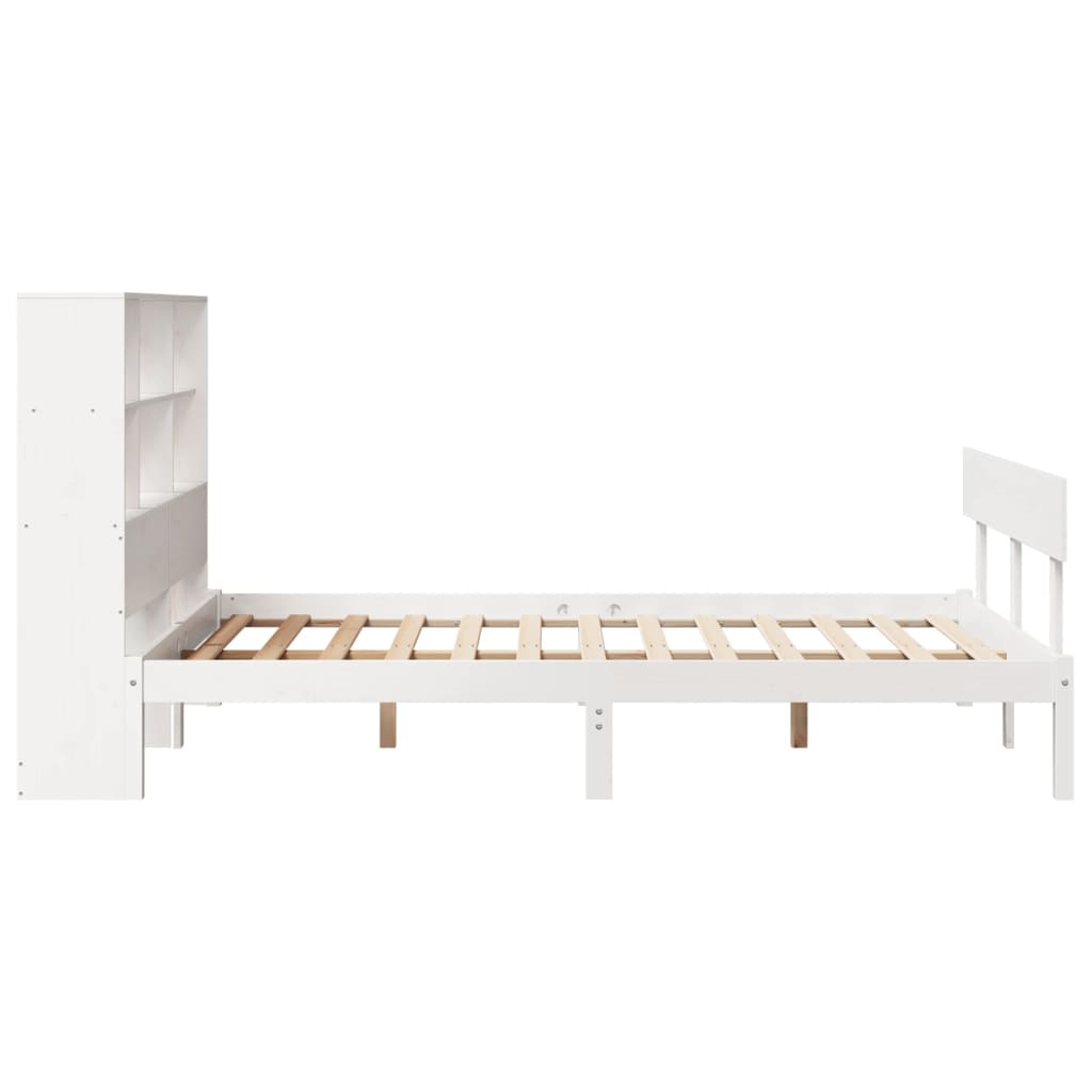 Bed met boekenkast zonder matras grenenhout wit 140x200 cm is nu te koop bij PeponiXL, paradijselijk wonen!