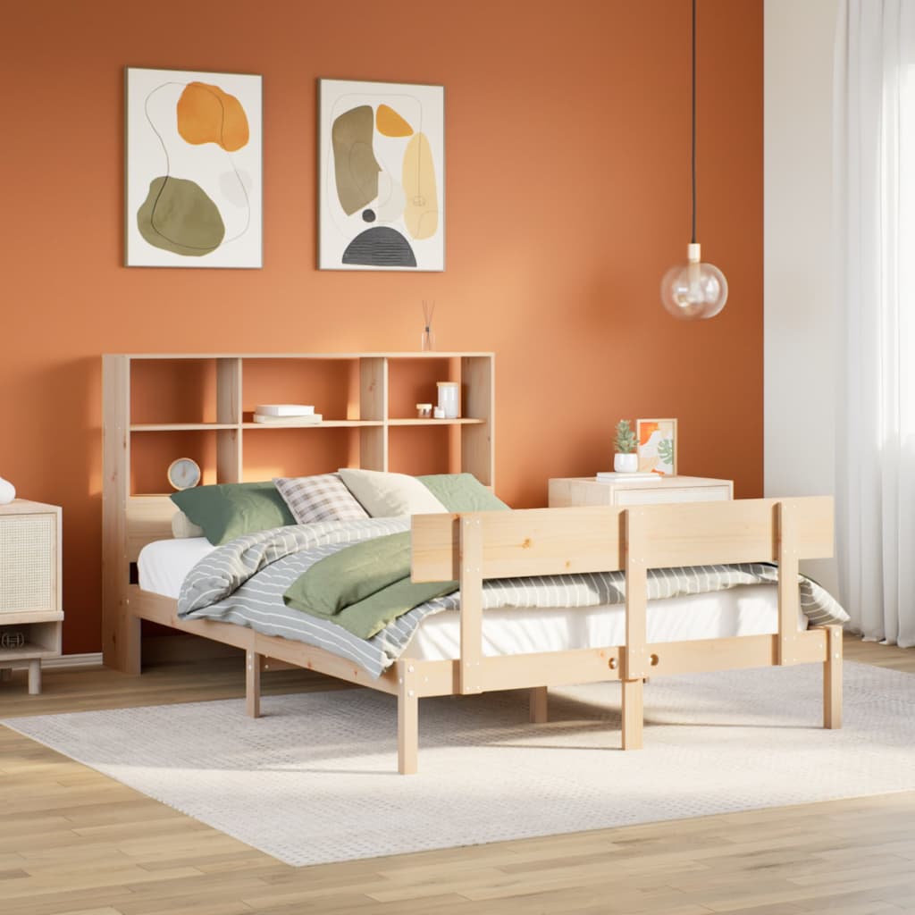 Bed met boekenkast zonder matras massief grenenhout 150x200 cm is nu te koop bij PeponiXL, paradijselijk wonen!