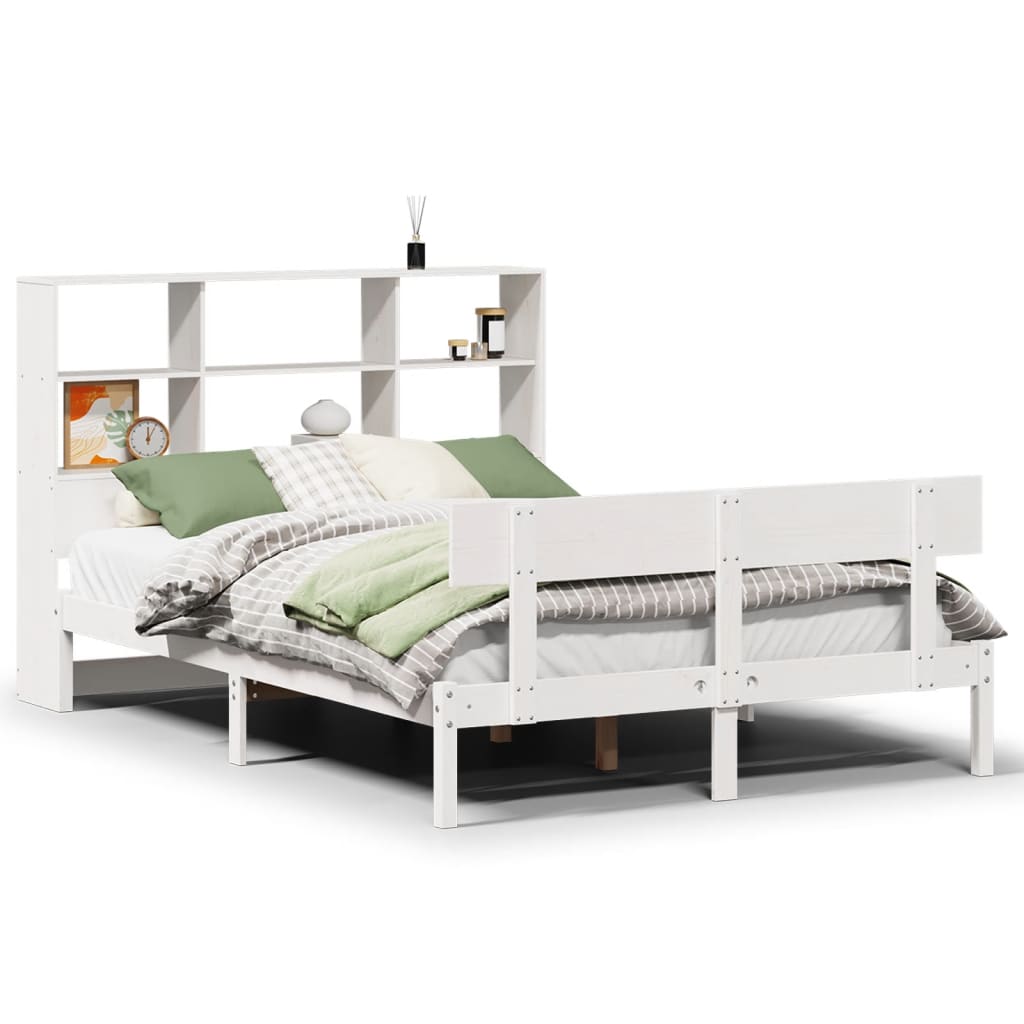Bed met boekenkast zonder matras grenenhout wit 160x200 cm is nu te koop bij PeponiXL, paradijselijk wonen!