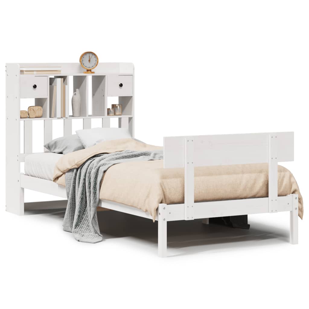 Bed met boekenkast zonder matras grenenhout wit 75x190 cm is nu te koop bij PeponiXL, paradijselijk wonen!