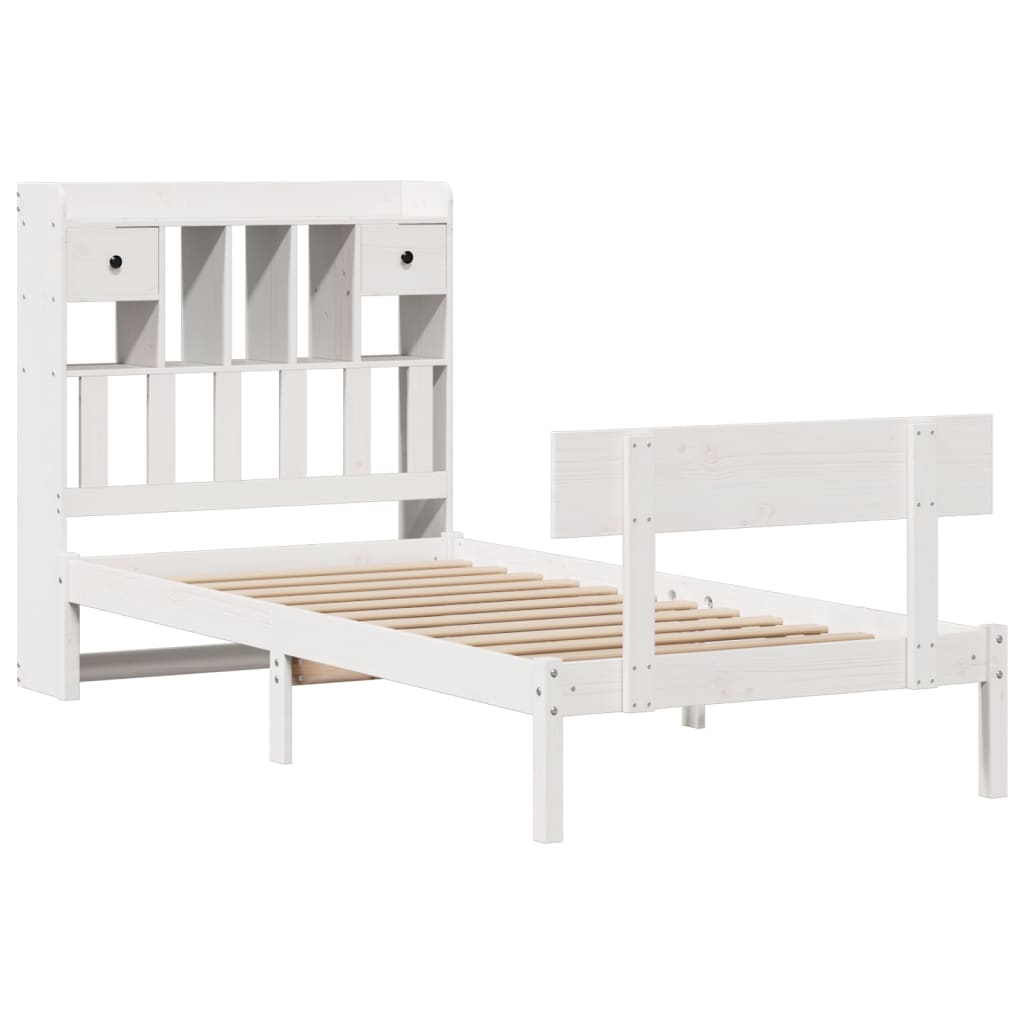 Bed met boekenkast zonder matras grenenhout wit 75x190 cm is nu te koop bij PeponiXL, paradijselijk wonen!