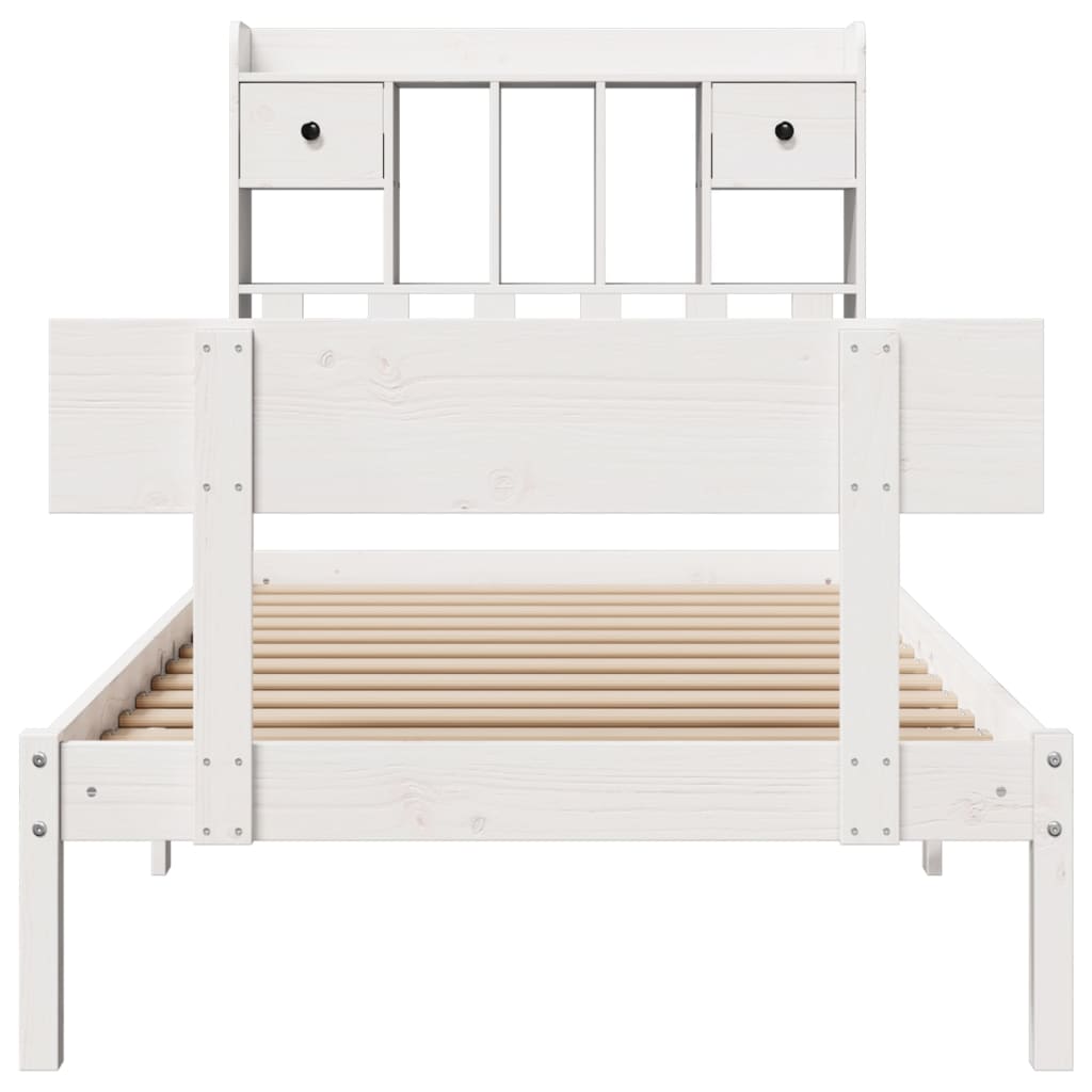 Bed met boekenkast zonder matras grenenhout wit 75x190 cm is nu te koop bij PeponiXL, paradijselijk wonen!