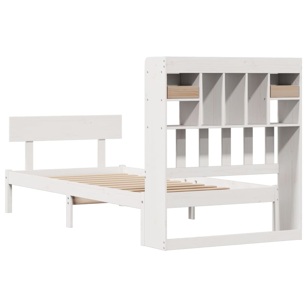 Bed met boekenkast zonder matras grenenhout wit 75x190 cm is nu te koop bij PeponiXL, paradijselijk wonen!