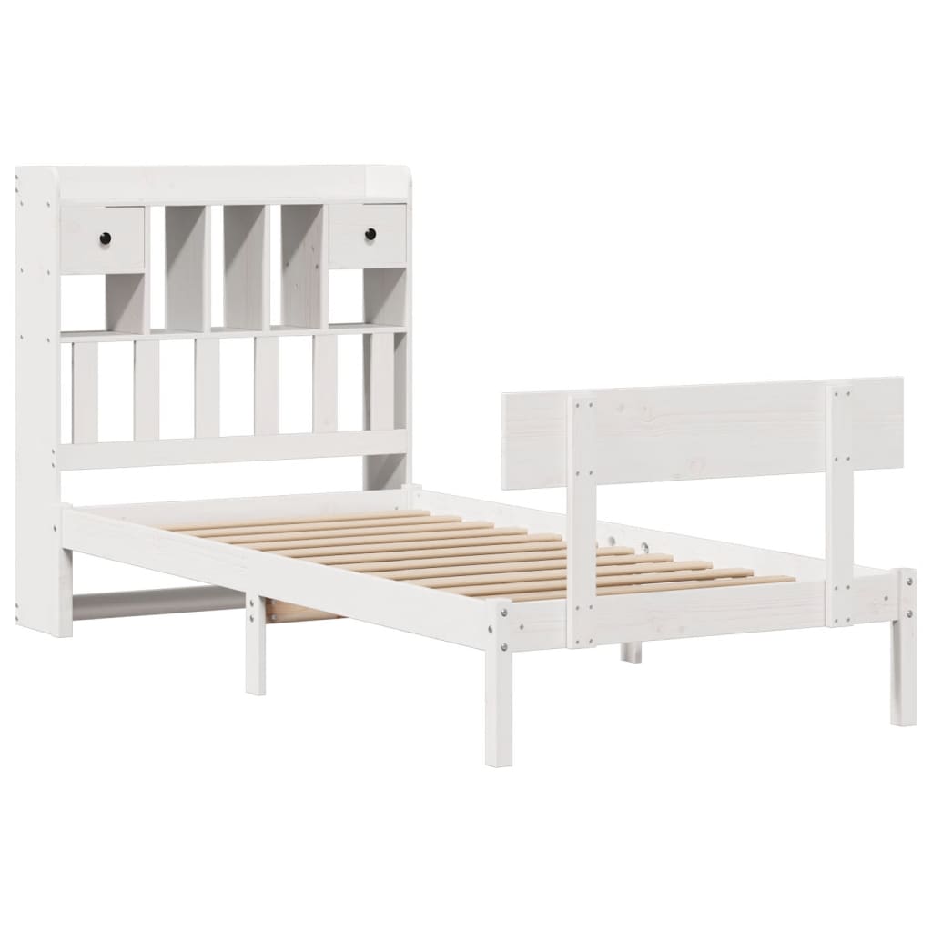 Bed met boekenkast zonder matras grenenhout wit 90x190 cm is nu te koop bij PeponiXL, paradijselijk wonen!
