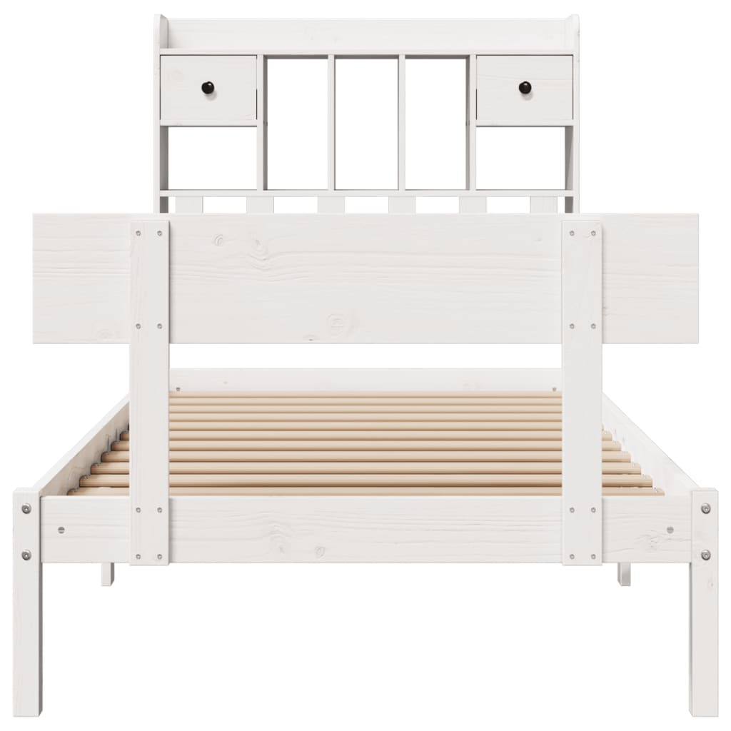 Bed met boekenkast zonder matras grenenhout wit 90x190 cm is nu te koop bij PeponiXL, paradijselijk wonen!