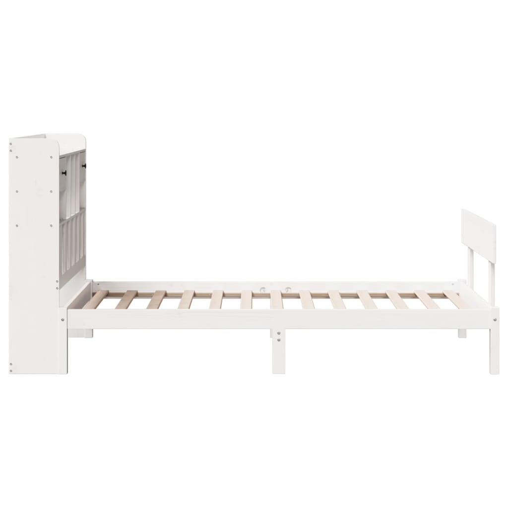 Bed met boekenkast zonder matras grenenhout wit 90x190 cm is nu te koop bij PeponiXL, paradijselijk wonen!