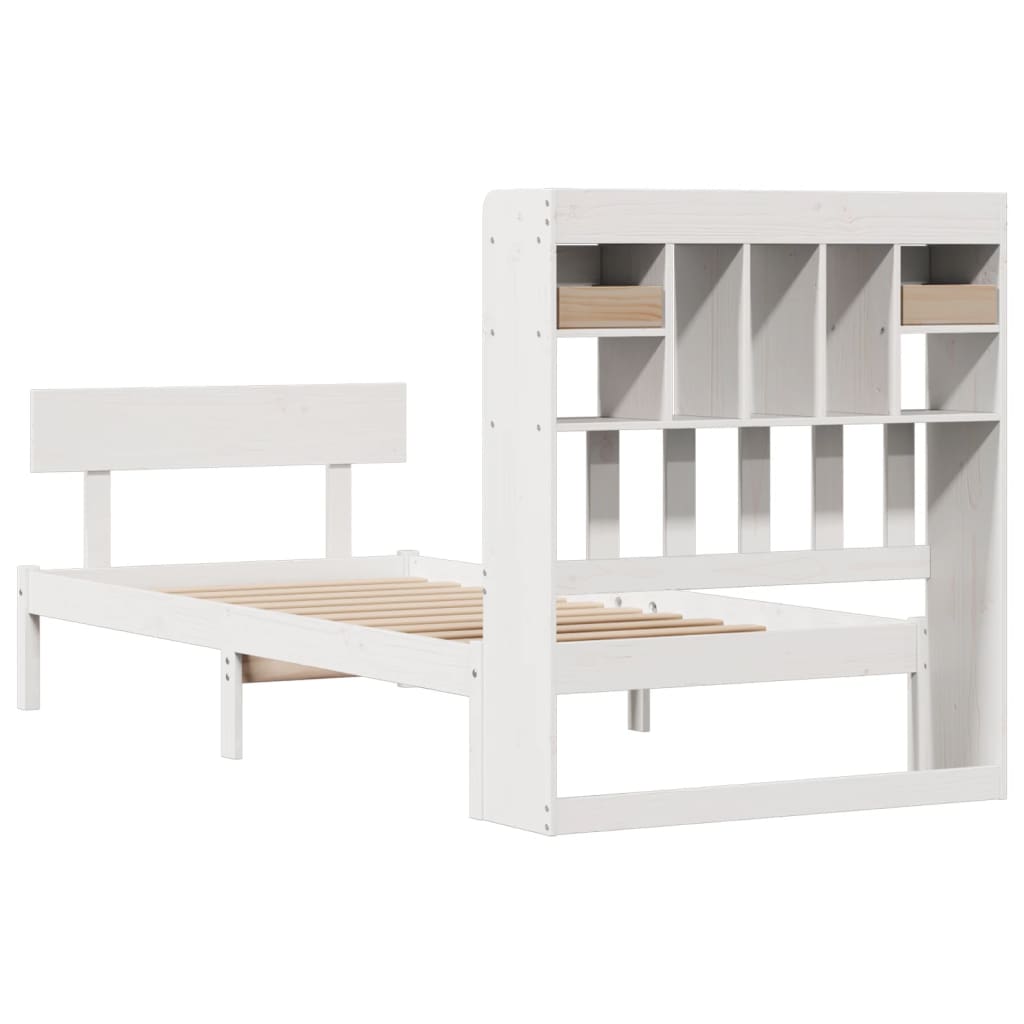 Bed met boekenkast zonder matras grenenhout wit 90x190 cm is nu te koop bij PeponiXL, paradijselijk wonen!