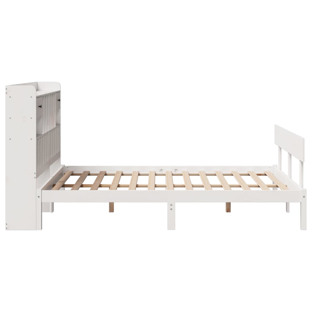 Bed met boekenkast zonder matras grenenhout wit 140x190 cm is nu te koop bij PeponiXL, paradijselijk wonen!